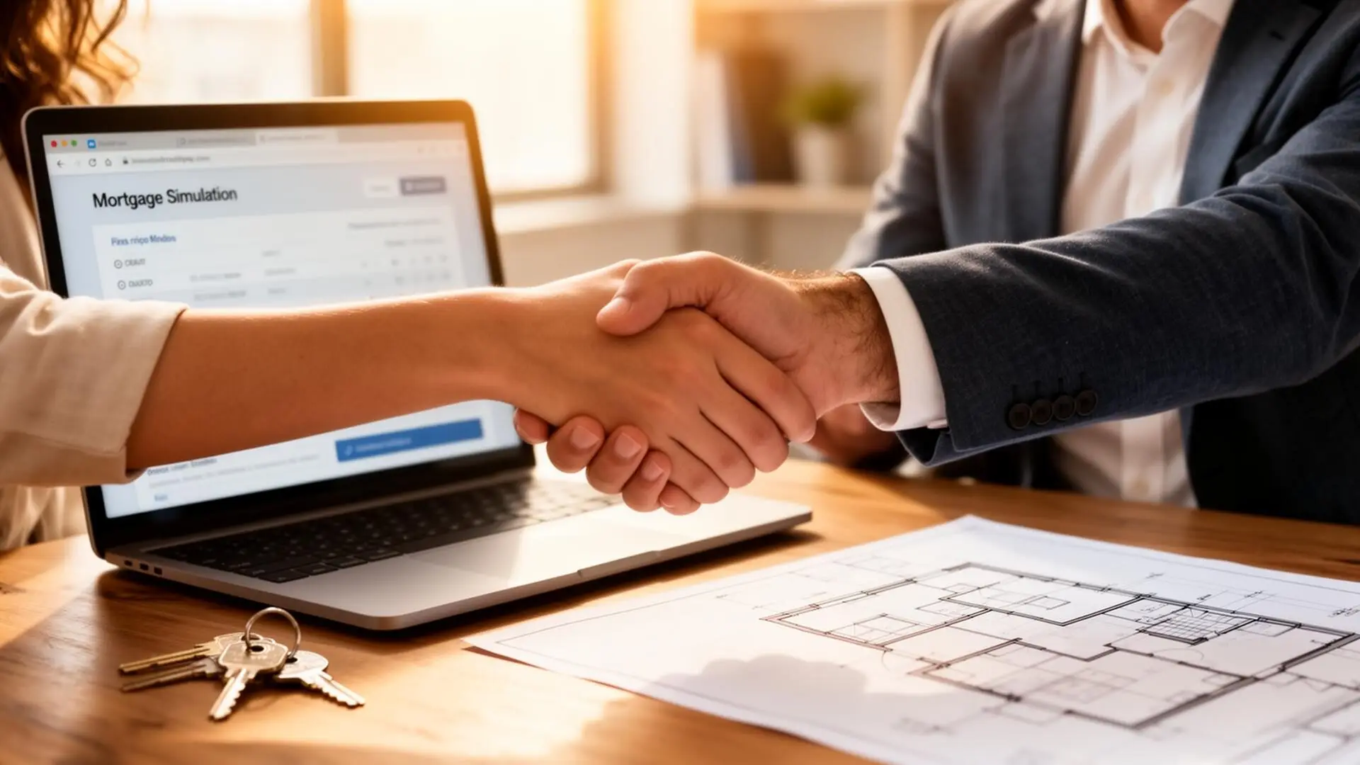 Aperto de mão a fechar o financiamento da construção